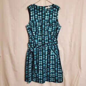 Calvin Klein Womens Aqua Blue Round Neck Sleeveless Fit & Flare Dress Size 12P